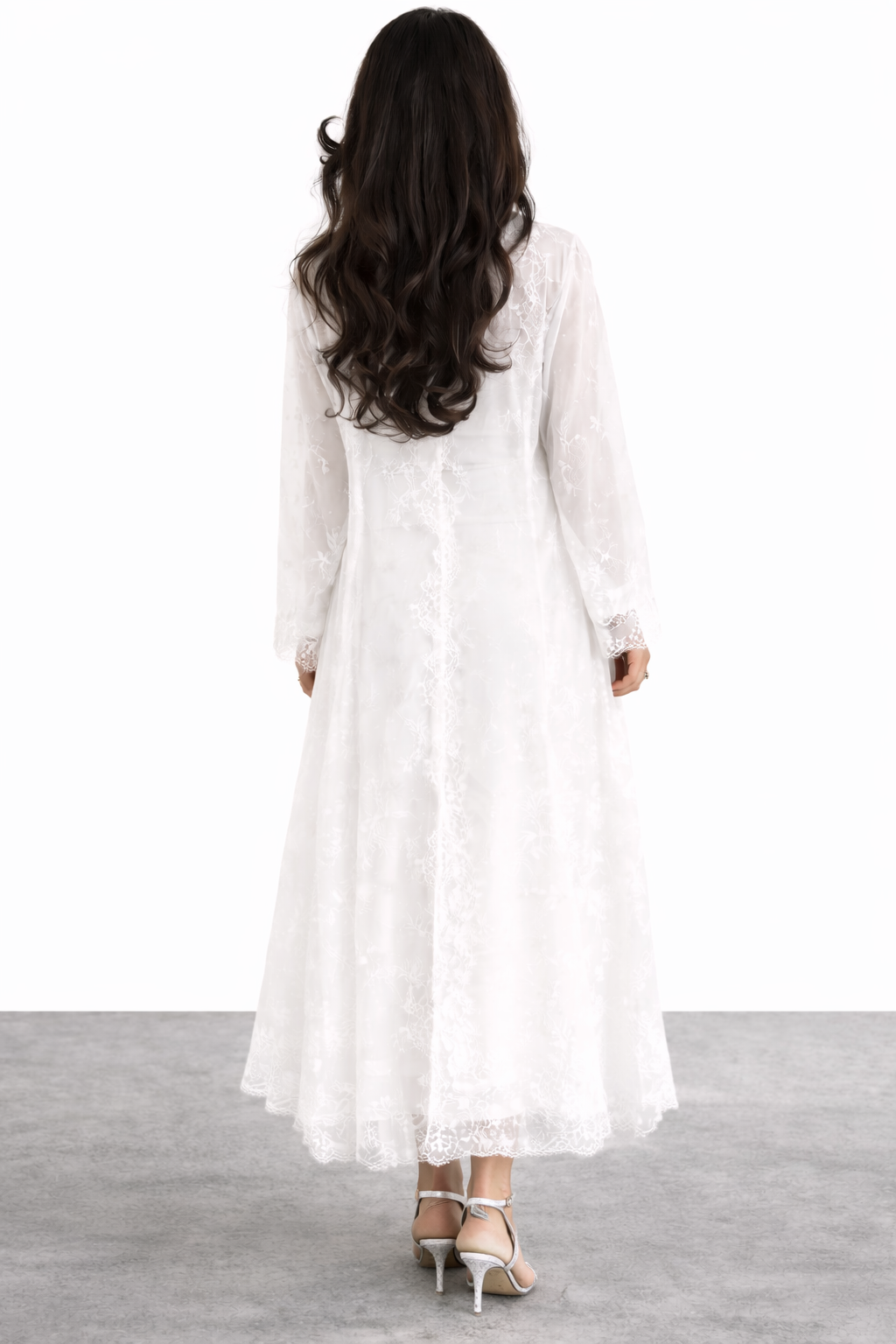White Lace Duster Abaya