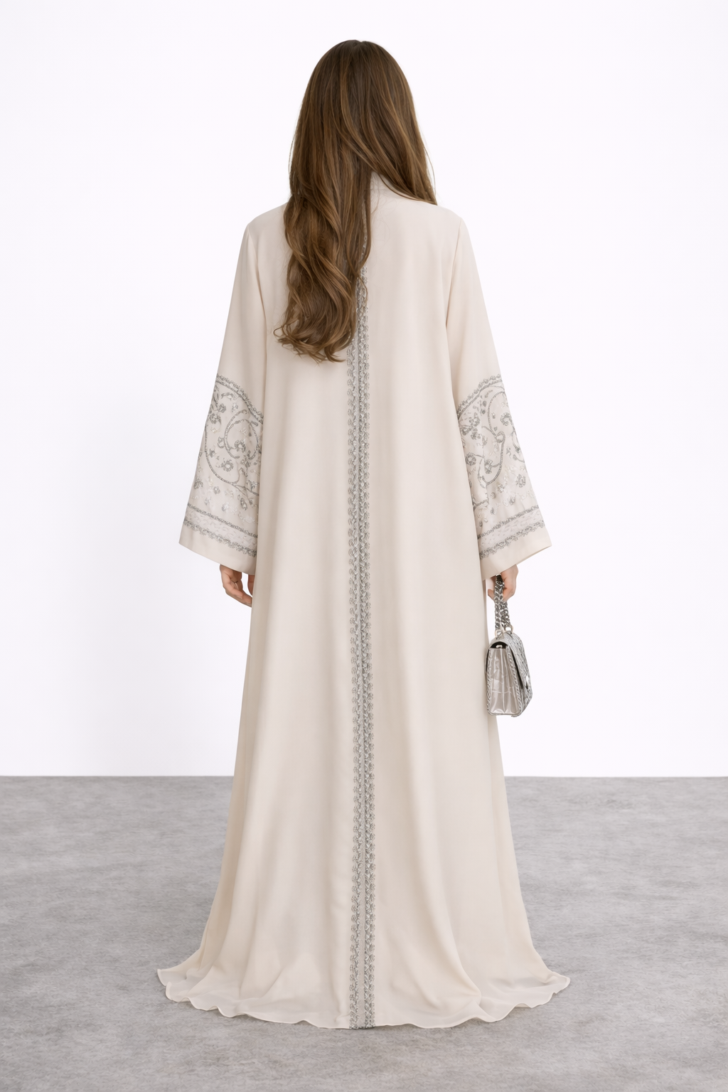 Beige Embroidered Kaftan